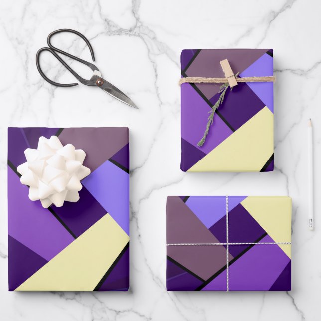 Abstract Geometric Shape 5 Wrapping Paper Sheets (Front)