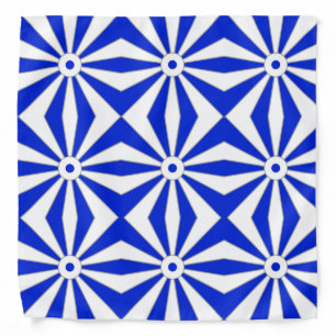 Abstract Geometric Shape in Royal Blue and White Bandana