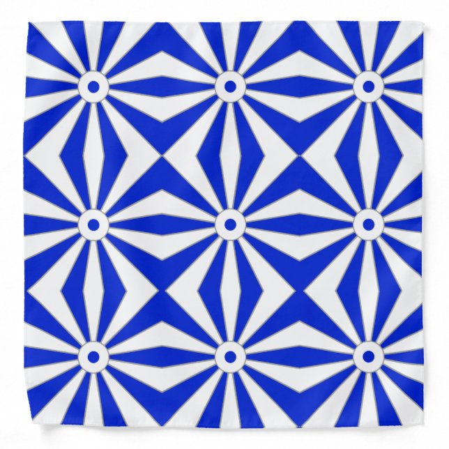 Abstract Geometric Shape in Royal Blue and White Bandana (Front)