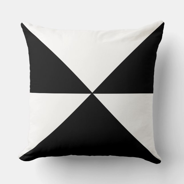 Abstract Geometric Shape on Black and White Throw Pillow (Front)