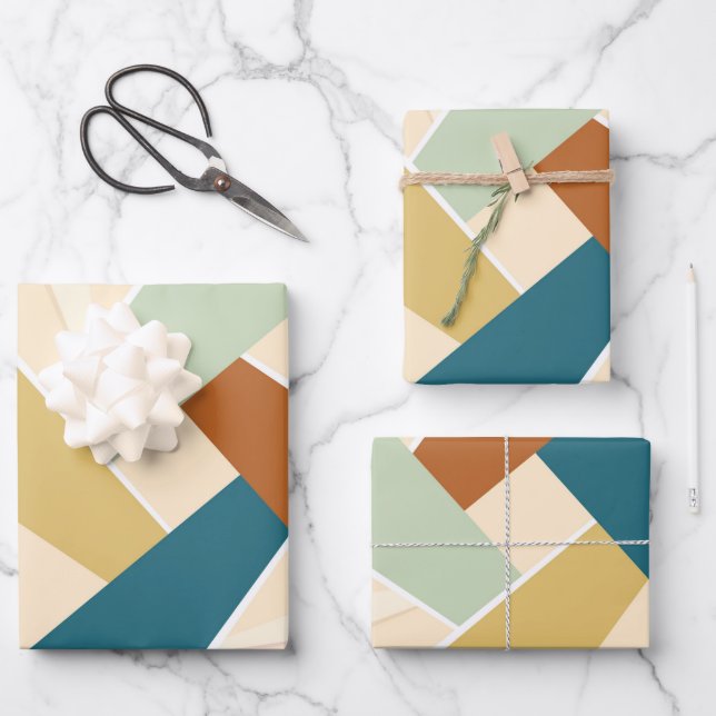 Abstract Geometric Shape Wrapping Paper Sheets (Front)