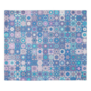 Abstract geometric shapes and flowers, seamless pa duvet cover