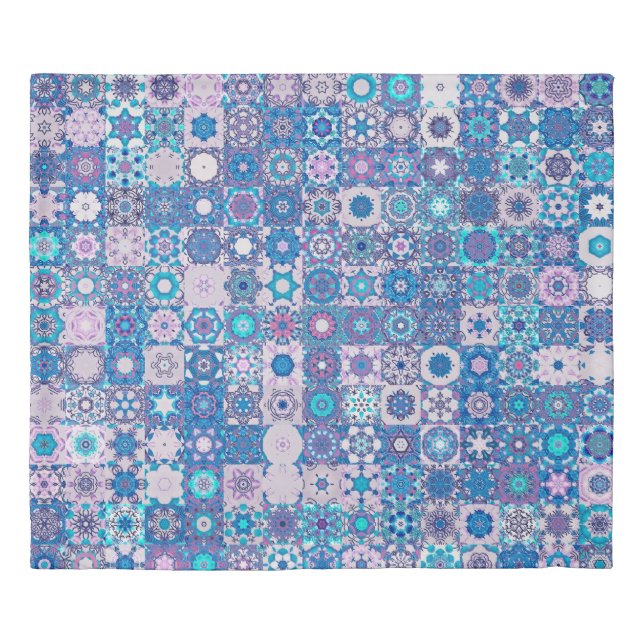 Abstract geometric shapes and flowers, seamless pa duvet cover (Front)