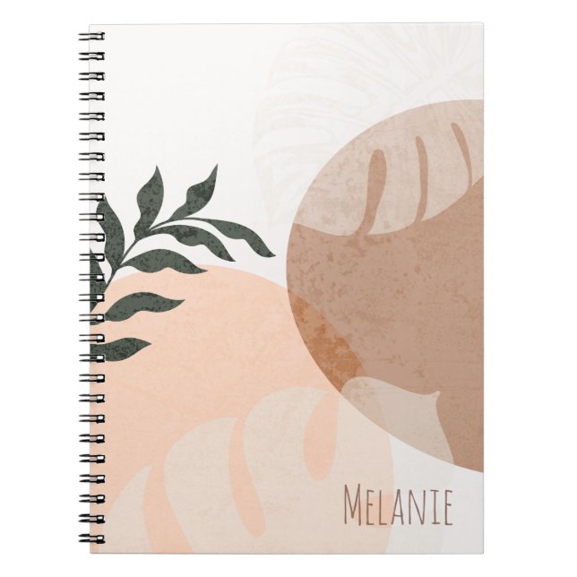 Abstract Geometric Shapes and Plants Name Notebook (Front)
