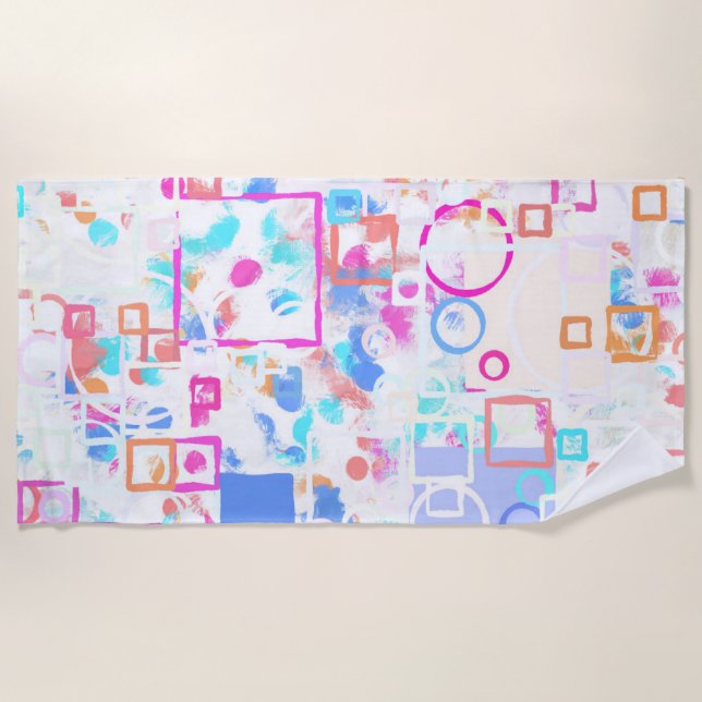 Abstract Geometric Shapes Beach Towel (Front)