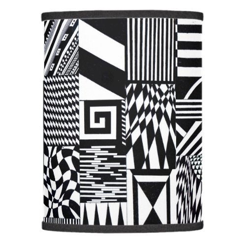 abstract geometric shapes black white pattern hand lamp shade