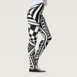 Abstract Geometric Shapes Black White Pattern Hand Leggings at Zazzle