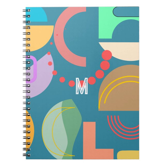Abstract Geometric Shapes Colorful All-over Print Notebook (Front)