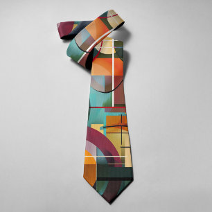 Abstract Geometric Shapes Composition Colorful Neck Tie