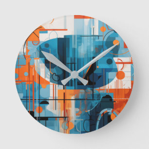 Abstract geometric shapes composition Round Clock