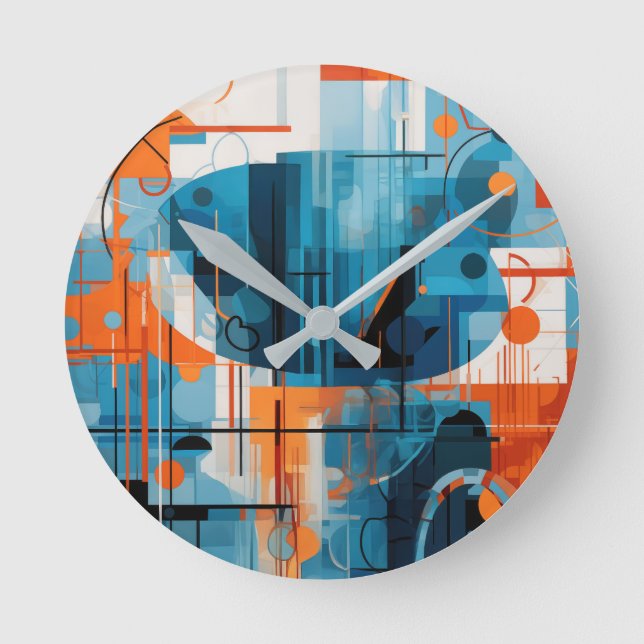  Abstract geometric shapes composition Round Clock (Front)
