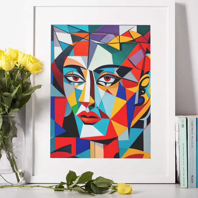 Abstract Geometric Shapes Cubist Woman Portrait Poster | Zazzle