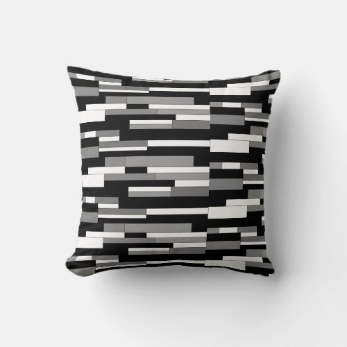 Abstract geometric shapes in black gray  white throw pillow