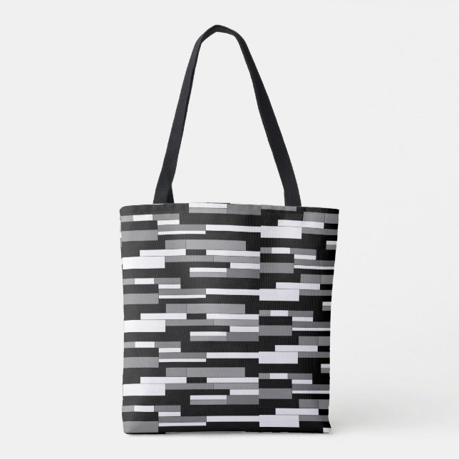 Abstract geometric shapes in black, gray & white tote bag (Back)