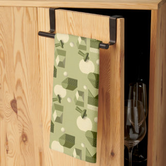 abstract geometric shapes in green tones kitchen towel