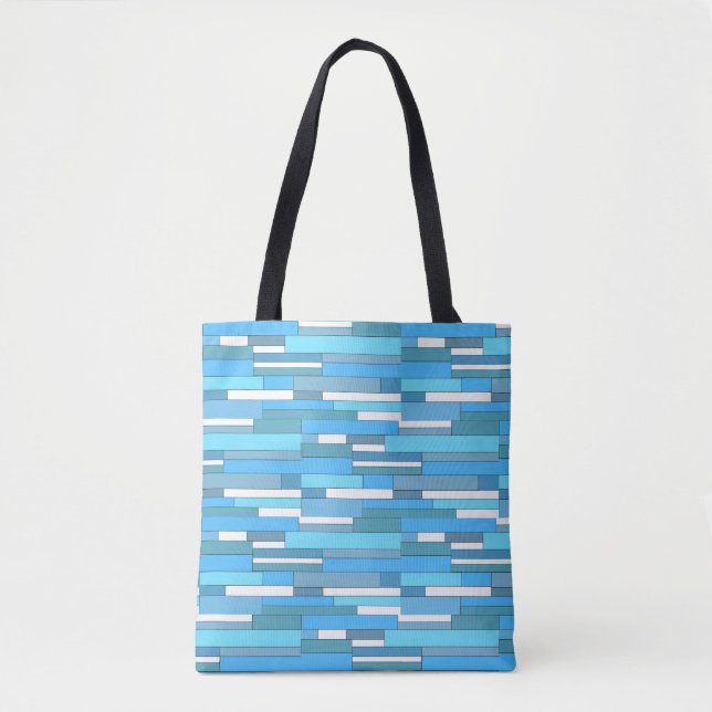 Abstract geometric shapes in teal & turquoise tote bag (Front)