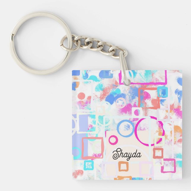 Abstract Geometric Shapes Keychain (Front)