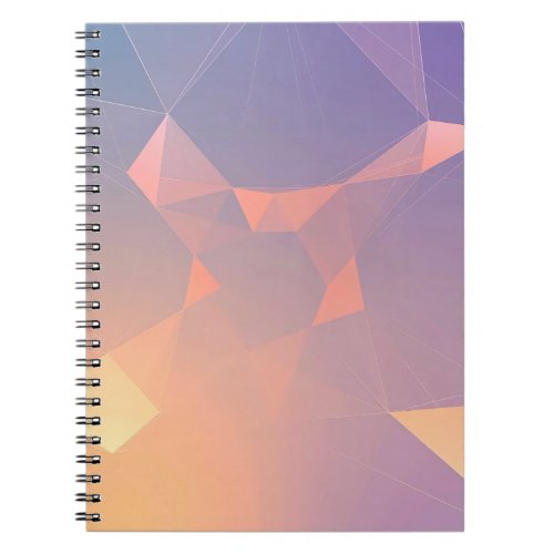 Abstract geometric shapes on a purple and orange notebook