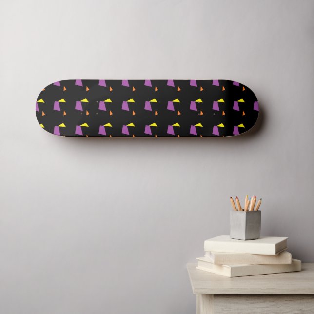 Abstract geometric shapes on black skateboard (Wall Art (Horz))