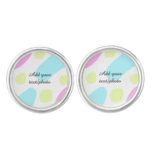 Abstract geometric shapes pastel add name photo ba cufflinks