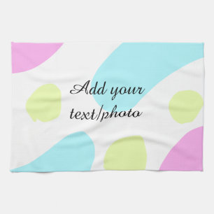 Abstract geometric shapes pastel add name photo ba kitchen towel