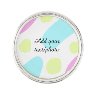 Abstract geometric shapes pastel add name photo ba lapel pin