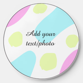 Abstract geometric shapes pastel add name photo ba wireless charger