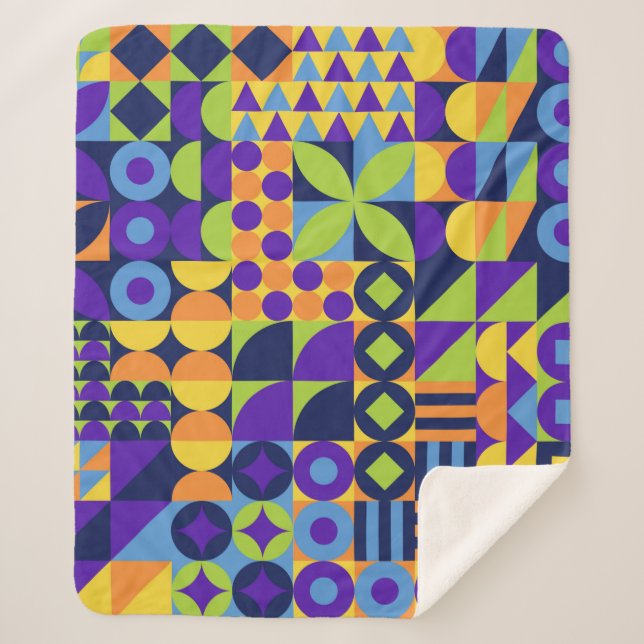 Abstract geometric shapes seamless pattern sherpa blanket (Front)