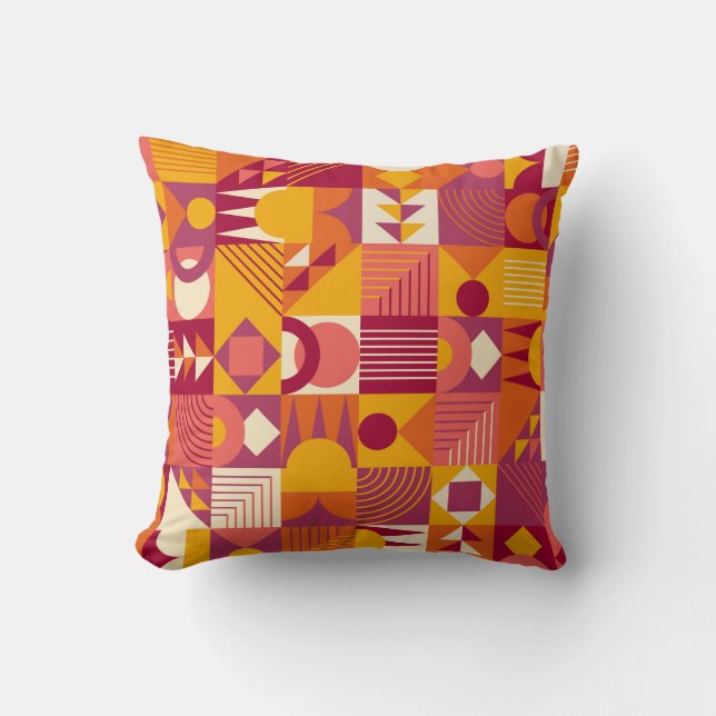 Abstract geometric shapes seamless pattern throw pillow (Front)