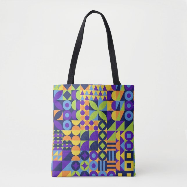 Abstract geometric shapes seamless pattern tote bag (Front)