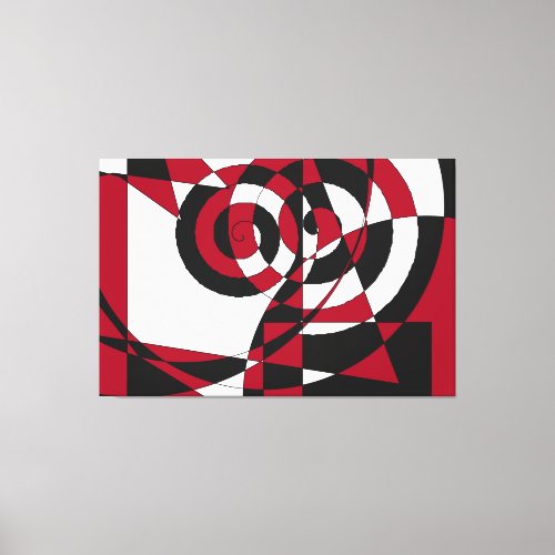 Abstract Geometric Shapes Swirls_red white black Canvas Print