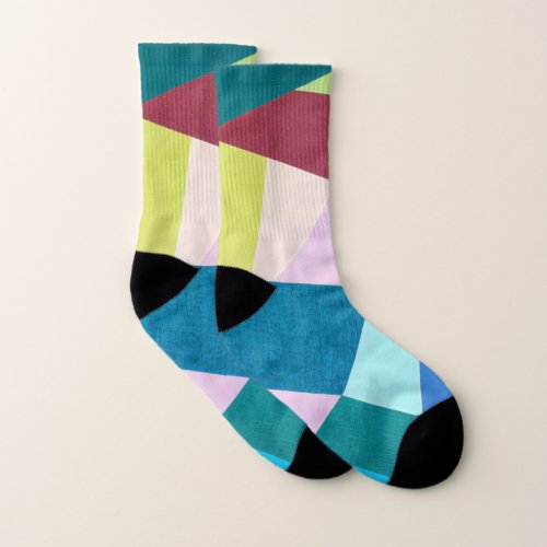 Abstract Geometric Shapes Textile Pattern  Socks