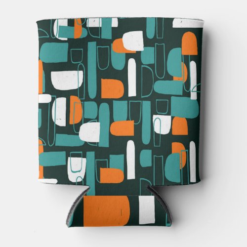 Abstract Geometric Shapes Vintage Style Can Cooler