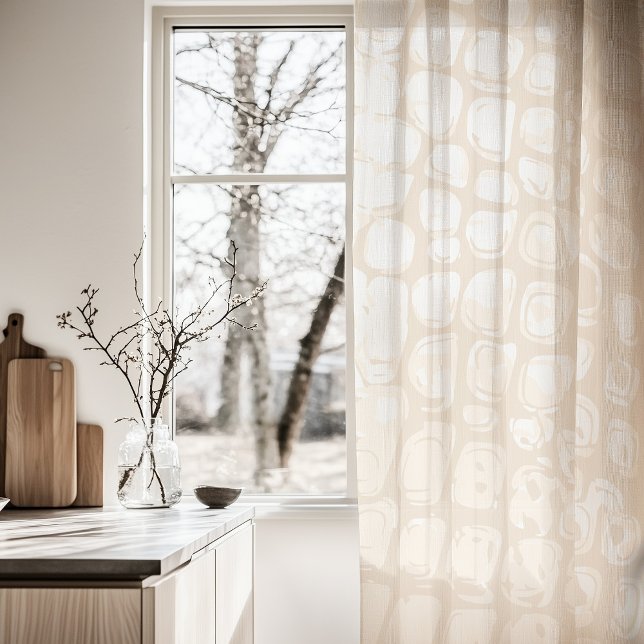 Abstract Geometric Sheer Curtain in Soft Cream (Creator Uploaded)