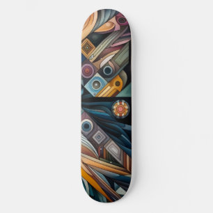 Abstract Geometric Skateboard: Bold, Colorful Skateboard