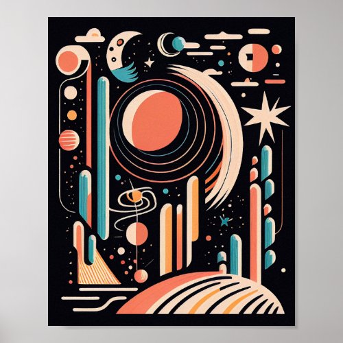 Abstract geometric space planet Vintage cosmos Poster