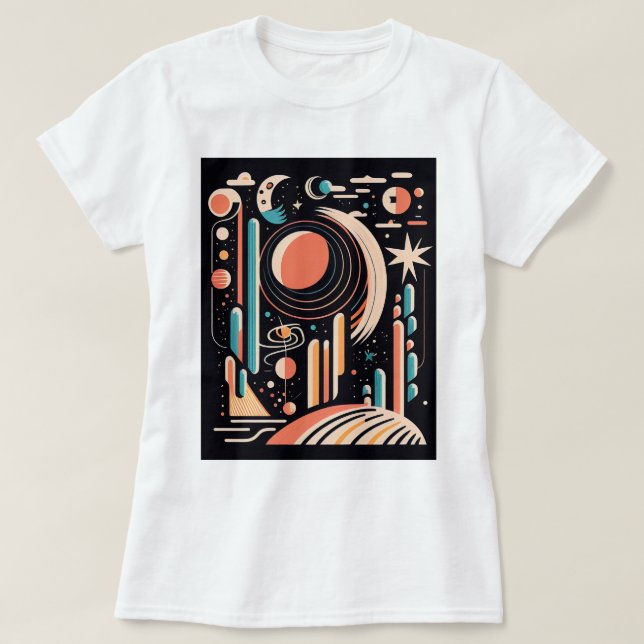 Abstract geometric space planet. Vintage cosmos T-Shirt (Design Front)