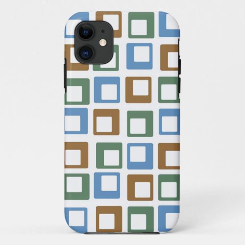 Abstract Geometric Squares  Orange Green Blue iPhone 11 Case