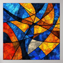 Abstract geometric stained glass pattern
