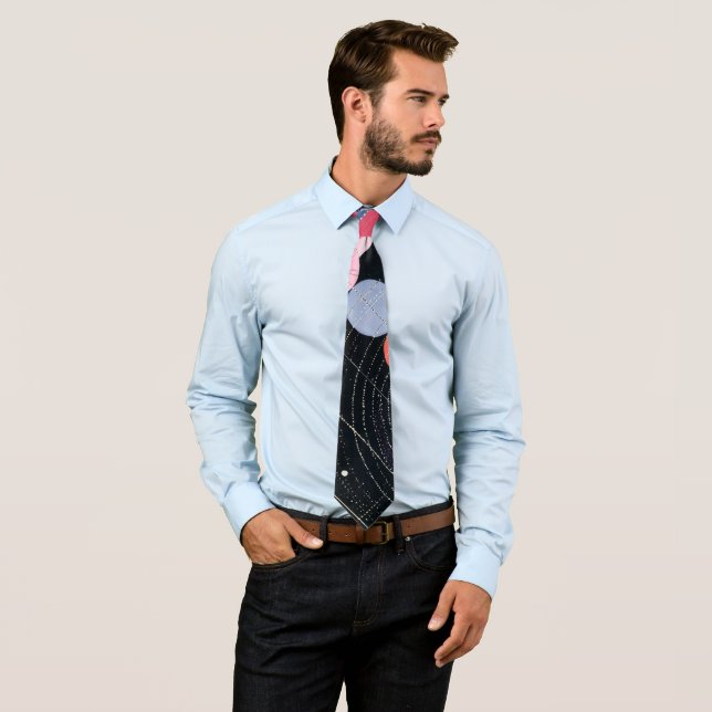 Abstract Geometric Starry Night Celestial Orbit Neck Tie (In Situ)