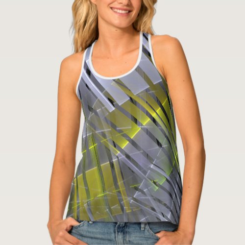 Abstract geometric striped decoration tank top