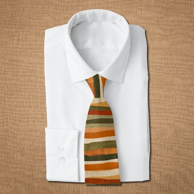 Abstract Geometric Stripes- autumn mood  Neck Tie (Creator Uploaded)