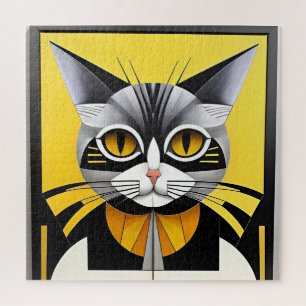 Abstract Geometric Stylized Cat Jigsaw Puzzle