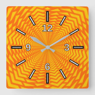 Abstract Geometric Sun-Like Pattern Square Clock