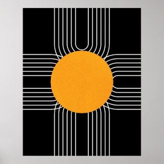 Abstract Geometric Sun Mid Century Modern Boho