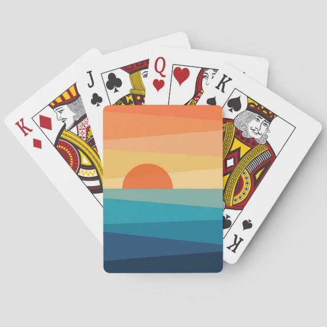 Abstract geometric sunrise poker cards (Back)