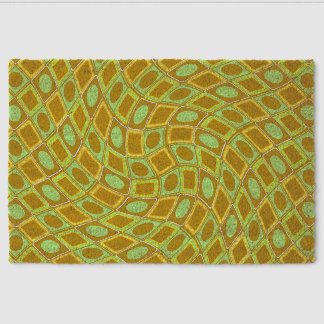 Abstract geometric swirl retro lime pattern fiber doormat