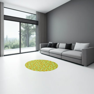 Abstract geometric swirl retro lime pattern rug