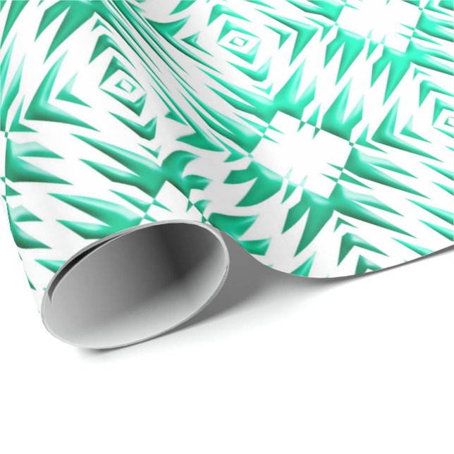 Abstract geometric teal pattern wrapping paper (Roll Corner)