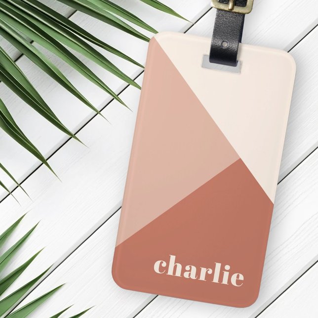 Abstract geometric terracotta shades custom name luggage tag (Abstract geometric terracotta shades custom name luggage tag)